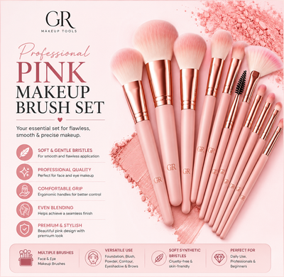 GR Professional Pink Makeup Brush Set