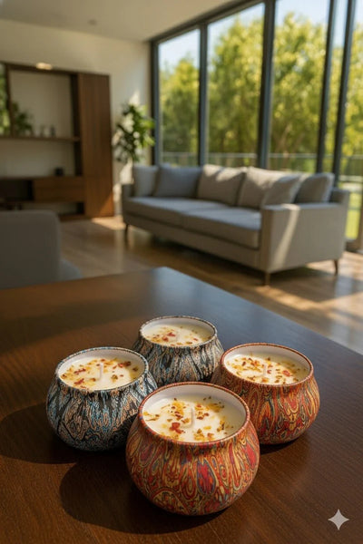 Decorative Floral Scented Tin Candles – Set of 4