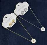 Minimal Circle Crystal Pendant Necklace & Stud Earrings Set