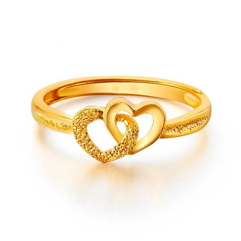 Double Heart Gold-Plated Ring