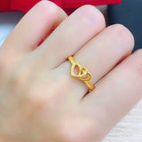 Double Heart Gold-Plated Ring