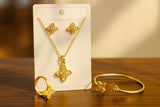 Gold-Plated Four-Leaf Clover Jewelry Set