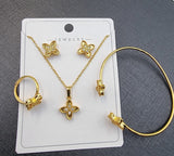 Gold-Plated Four-Leaf Clover Jewelry Set
