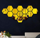 Hexagon Acrylic Mirror Wall Stickers (13 Pieces) | Modern Wall Decor
