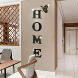 3D Acrylic HOME Letter Wall Decor with Butterfly | Modern Mirror Wall Art