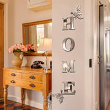3D Acrylic HOME Letter Wall Decor with Butterfly | Modern Mirror Wall Art